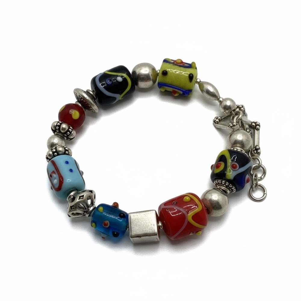 Silpada Sterling Lampwork Beaded toggle bracelet.